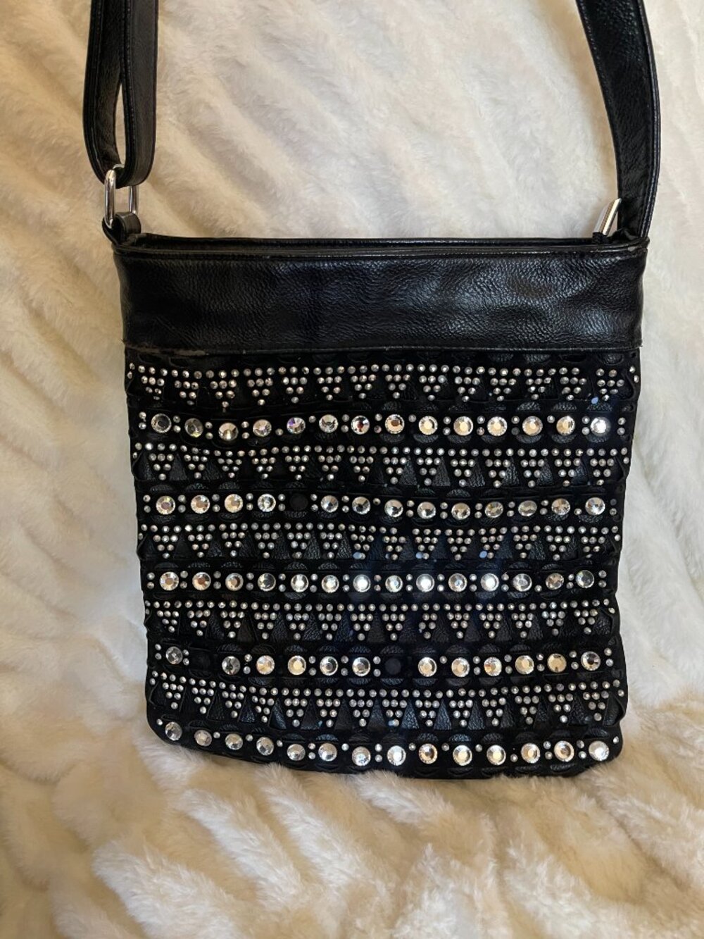 Black silver Sequin Cross body Bag